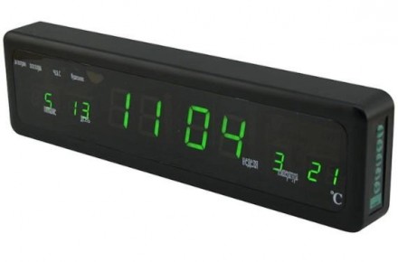 
Настольные LED часы с зеленой подсветкой CX-808 green, электронные часы с будил. . фото 2