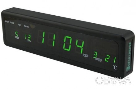 
Настольные LED часы с зеленой подсветкой CX-808 green, электронные часы с будил. . фото 1