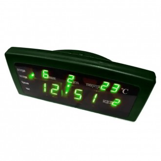 
Настольные LED часы с зеленой подсветкой Caixing CX-868 green, электронные часы. . фото 7