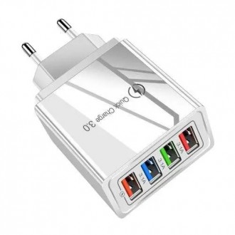 
Сетевое зарядное устройство D22 белый на 4 USB с поддержкой QC 3.0, Fast Charge. . фото 6