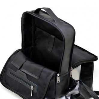 Шкіряний чоловічий чорний рюкзак TARWA GA-7287-3md на два відділи, від українськ. . фото 7