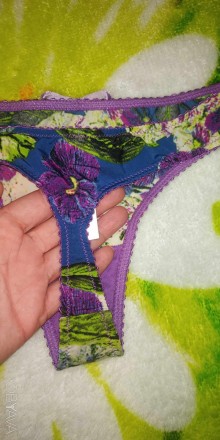 Гарненькі трусики стрінги фіолетові з принтом р.S MIDUO. . фото 5