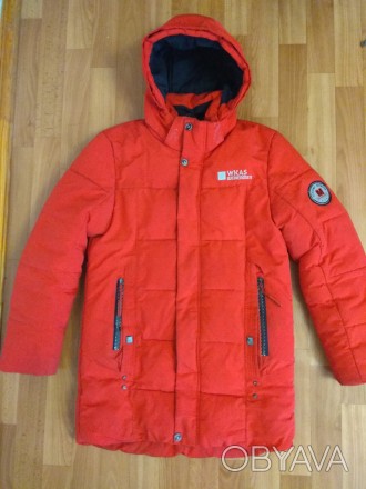 Куртка зимова на підлітка Weikeaosen, з капюшоном. Червоного кольору, дуже тепла. . фото 1