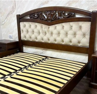 Пропонуємо двоспальне ліжко Артеміда з каретною стяжкою у сучасному класичному с. . фото 4