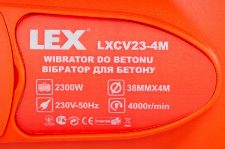 Профессиональный глубинный вибратор для бетона LEX LXCV23-4M
Бетонный вибратор -. . фото 7