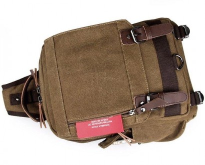 Світлий бежевий текстильний рюкзак слінг з однією шлейкою, лямкою, універсальний. . фото 6