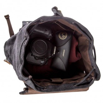 Тканинний, текстильний місткий чорний рюкзак повсякденний, дорожній, спортивний.. . фото 5