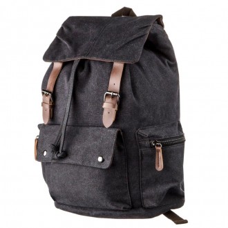 Тканинний, текстильний місткий чорний рюкзак повсякденний, дорожній, спортивний.. . фото 6
