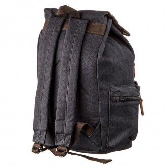 Тканинний, текстильний місткий чорний рюкзак повсякденний, дорожній, спортивний.. . фото 7