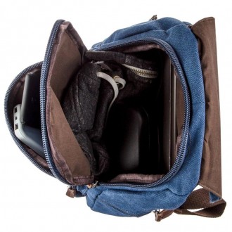 Синій жіночий текстильний рюкзак універсального розміру. Підійде на кожен день, . . фото 6