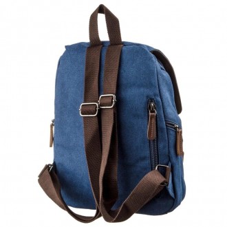 Синій жіночий текстильний рюкзак універсального розміру. Підійде на кожен день, . . фото 3