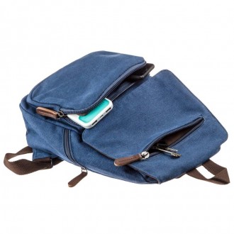 Синій жіночий текстильний рюкзак універсального розміру. Підійде на кожен день, . . фото 4