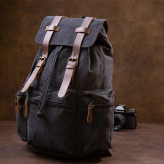 Стильний рюкзак тканинний, текстильний в темно-сірому кольорі.
Рюкзак місткий та. . фото 2