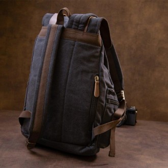 Стильний рюкзак тканинний, текстильний в темно-сірому кольорі.
Рюкзак місткий та. . фото 3
