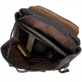 Стильний рюкзак тканинний, текстильний в темно-сірому кольорі.
Рюкзак місткий та. . фото 9