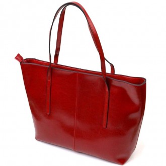 Велика жіноча шкіряна бордова сумка шопер, сумка з довгими ручками виготовлена з. . фото 10