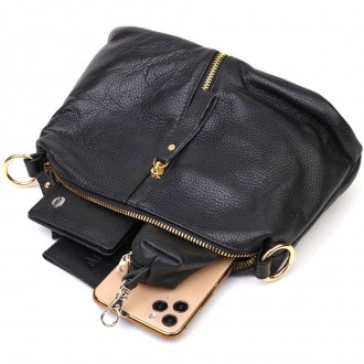 Стильна жіноча сумка чорна з довгою ручкою та ремінцем, що знімається, виготовле. . фото 6