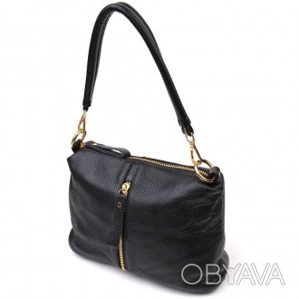 Стильна жіноча сумка чорна з довгою ручкою та ремінцем, що знімається, виготовле. . фото 1