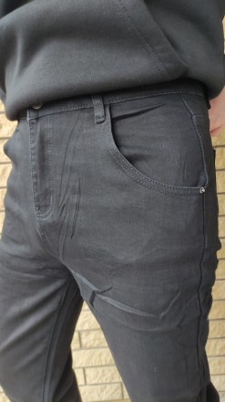 Зимние мужские джинсы на легком флисе стрейчевые LANLANIEE. Состав 75% полиэстер. . фото 4