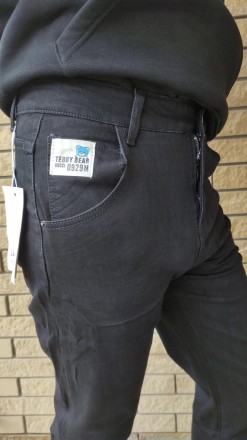 Зимние мужские джинсы на легком флисе стрейчевые LANLANIEE. Состав 75% полиэстер. . фото 11