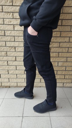 Зимние мужские джинсы на легком флисе стрейчевые LANLANIEE. Состав 75% полиэстер. . фото 5