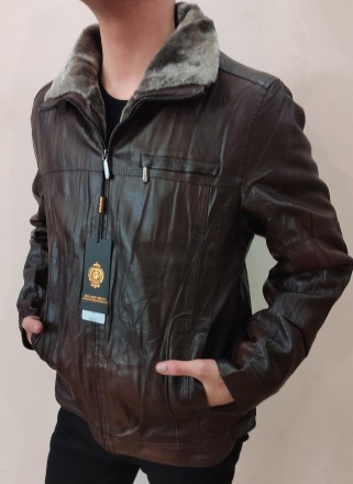 Дубленка, куртка мужская зимняя коричневая из экокожи на меху, есть большие разм. . фото 5
