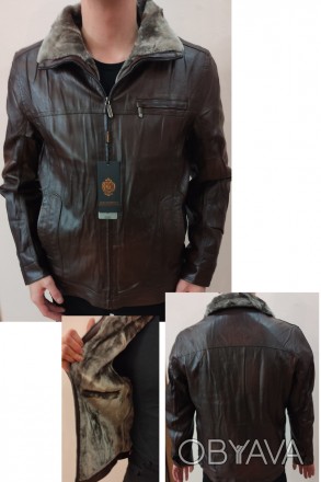 Дубленка, куртка мужская зимняя коричневая из экокожи на меху, есть большие разм. . фото 1