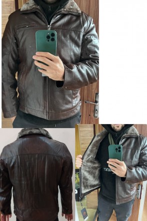 Дубленка, куртка мужская зимняя коричневая из экокожи на меху, есть большие разм. . фото 2