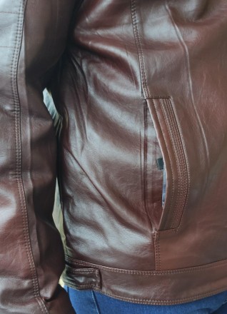 Дубленка, куртка мужская зимняя коричневая из экокожи на меху, есть большие разм. . фото 6