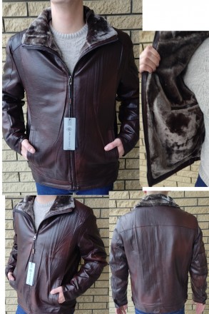 Дубленка, куртка мужская зимняя коричневая из экокожи на меху, есть большие разм. . фото 3