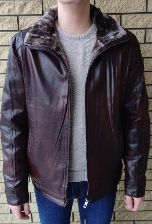 Дубленка, куртка мужская зимняя коричневая из экокожи на меху, есть большие разм. . фото 7