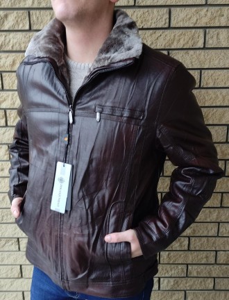 Дубленка, куртка мужская зимняя коричневая из экокожи на меху, есть большие разм. . фото 10