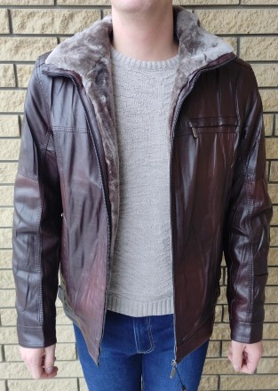Дубленка, куртка мужская зимняя коричневая из экокожи на меху, есть большие разм. . фото 6