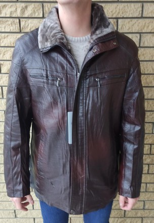 Дубленка, куртка мужская зимняя коричневая из экокожи на меху, есть большие разм. . фото 9