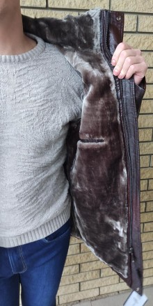 Дубленка, куртка мужская зимняя коричневая из экокожи на меху, есть большие разм. . фото 10