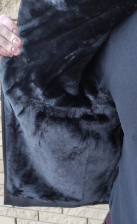 Дубленка, косуха, куртка мужская зимняя черная из экокожи на меху, есть большие . . фото 10