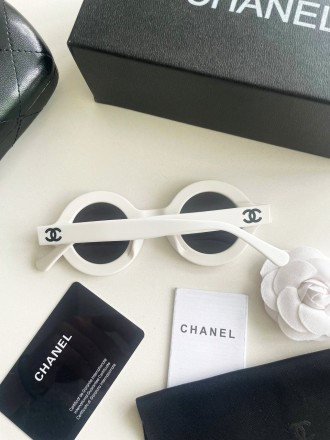 Сонцезахисні окуляри Chanel круглі (Шанель), чорного та білого кольору, люксопти. . фото 8