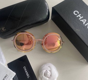 Нереально красиві сонцезахисні окуляри Chanel (Шанель), рожевого кольору, зеркал. . фото 2