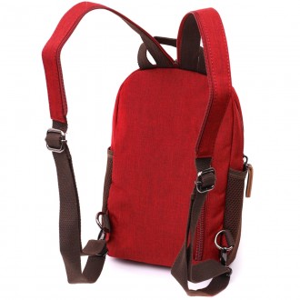 Сумка рюкзак слінг червоний компактний маленький тканинний універсальний жіночий. . фото 3