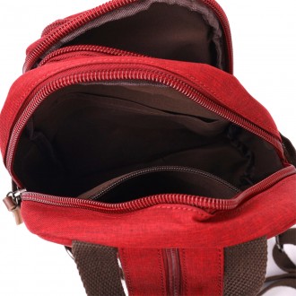 Сумка рюкзак слінг червоний компактний маленький тканинний універсальний жіночий. . фото 10