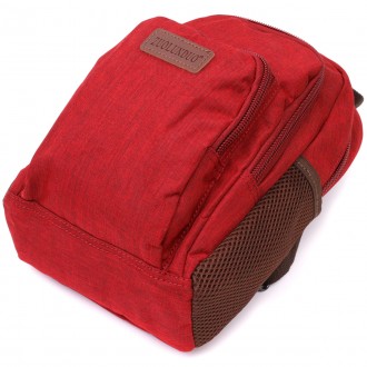 Сумка рюкзак слінг червоний компактний маленький тканинний універсальний жіночий. . фото 6