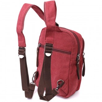 Сумка слінг, компактний маленький рюкзак бордовий текстильний унісекс.
ОСОБЛИВІС. . фото 3