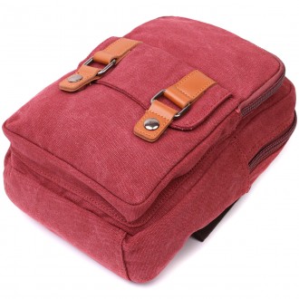 Сумка слінг, компактний маленький рюкзак бордовий текстильний унісекс.
ОСОБЛИВІС. . фото 6