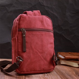Сумка слінг, компактний маленький рюкзак бордовий текстильний унісекс.
ОСОБЛИВІС. . фото 5