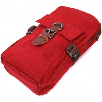 Сумка слінг, рюкзак слінг червоний з однією шлейкою, лямкою тканинний унісекс, п. . фото 6