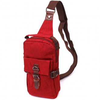 Сумка слінг, рюкзак слінг червоний з однією шлейкою, лямкою тканинний унісекс, п. . фото 2
