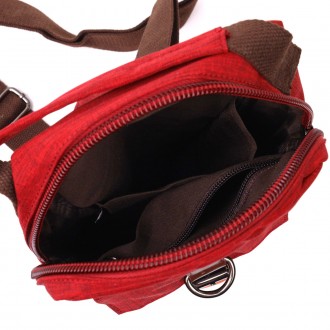 Сумка слінг, рюкзак слінг червоний з однією шлейкою, лямкою тканинний унісекс, п. . фото 7