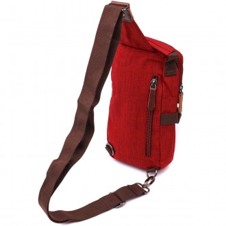 Сумка слінг, рюкзак слінг червоний з однією шлейкою, лямкою тканинний унісекс, п. . фото 3