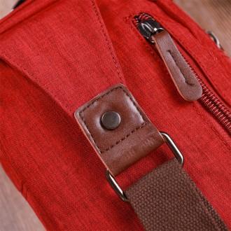 Сумка слінг, рюкзак слінг червоний з однією шлейкою, лямкою тканинний унісекс, п. . фото 9