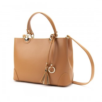Стильна італійська світло-коричнева, руда жіноча сумка тоут tote виготовлена з я. . фото 3